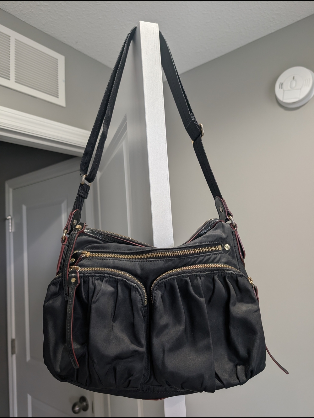 MZ Wallace Black Crossbody Bag with Gold Hardware